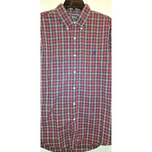 Ralph Lauren Mens Custom Fit Plaid Button-Down Long Sleeve Shirt Large